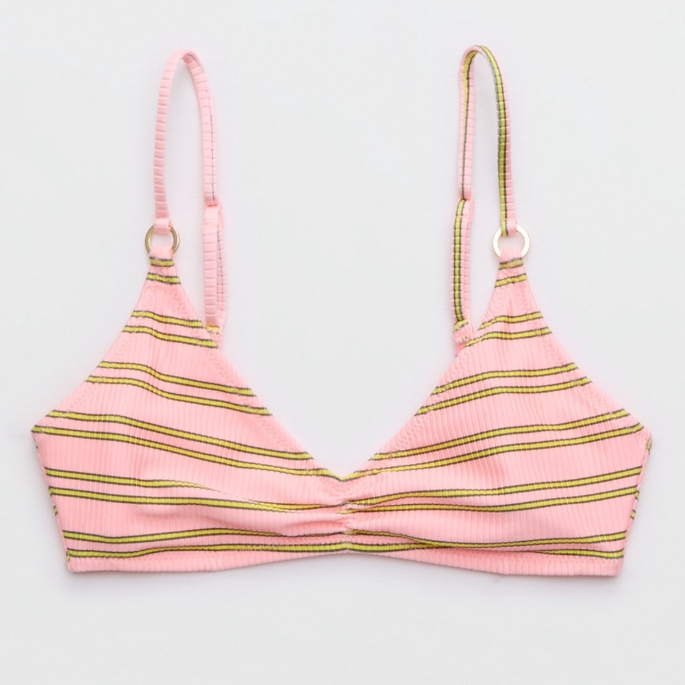 Aerie Pink Striped Bikini Top - Size Medium NWT